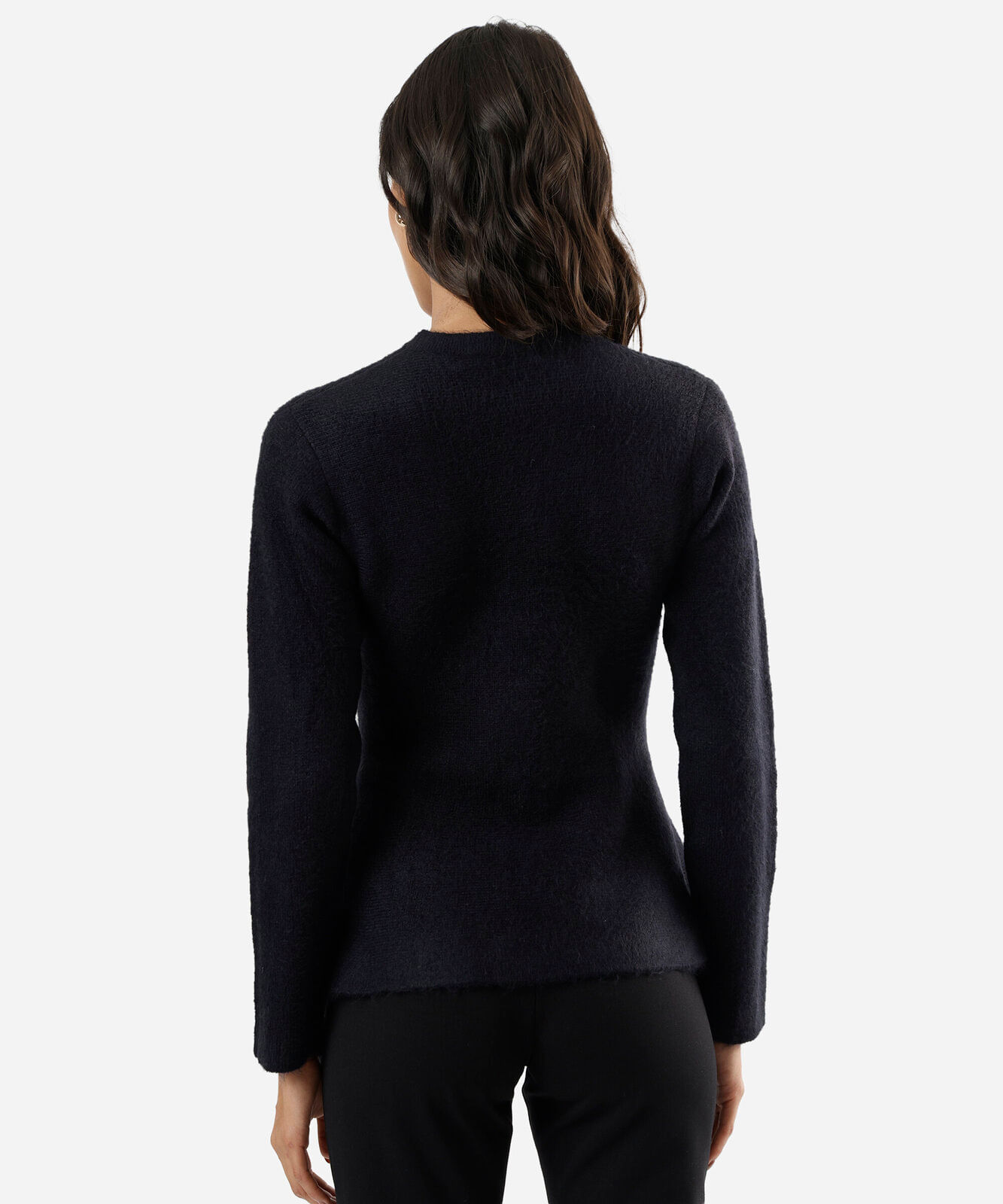 casaco peplum feminino de tricot azul