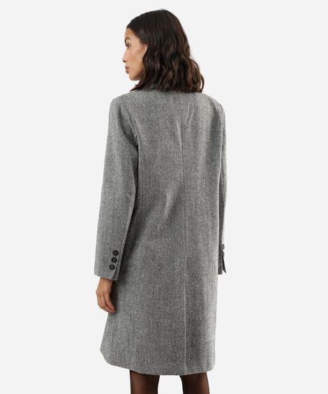 casaco longo feminino com bolsos cinza