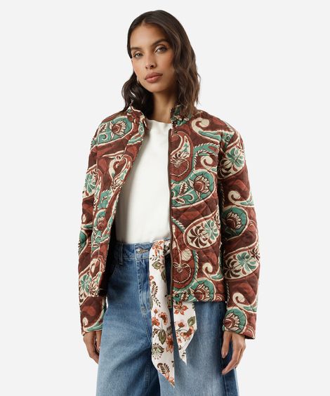 jaqueta matelassê feminina paisley marrom