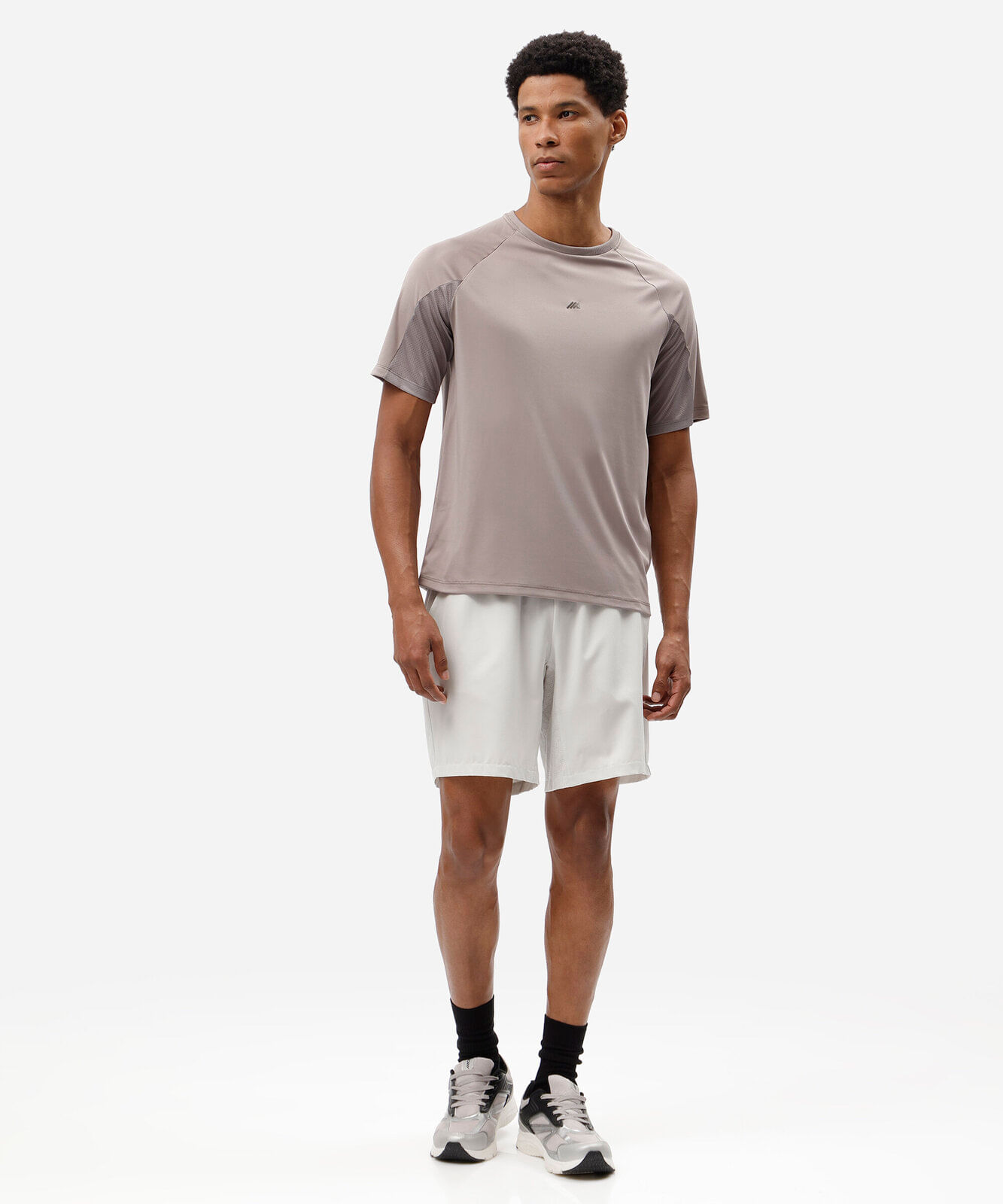 camiseta esportiva masculina manga curta cinza