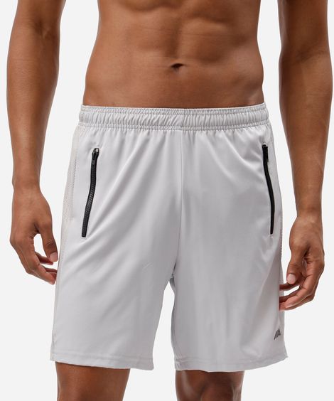 bermuda masculina esportiva com recorte lateral cinza