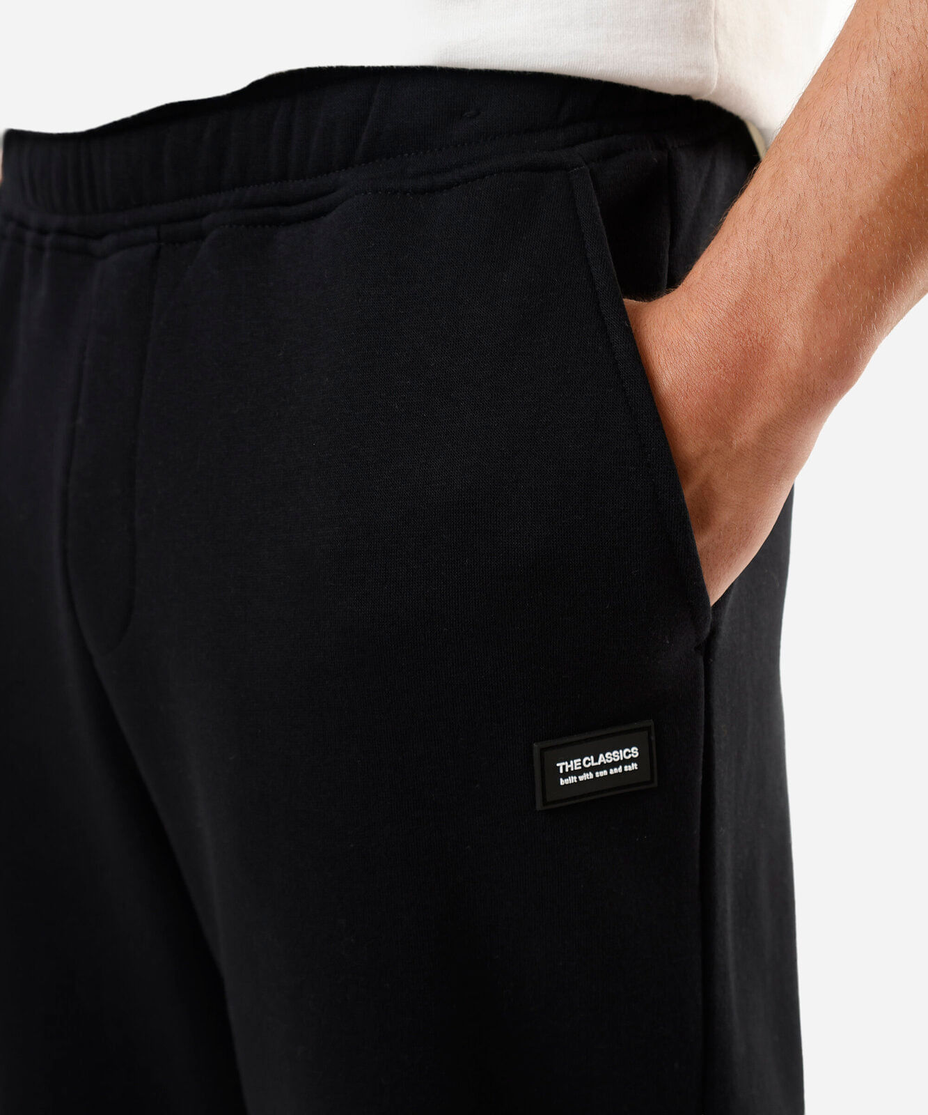 calça reta masculina de moletom cós elástico preta