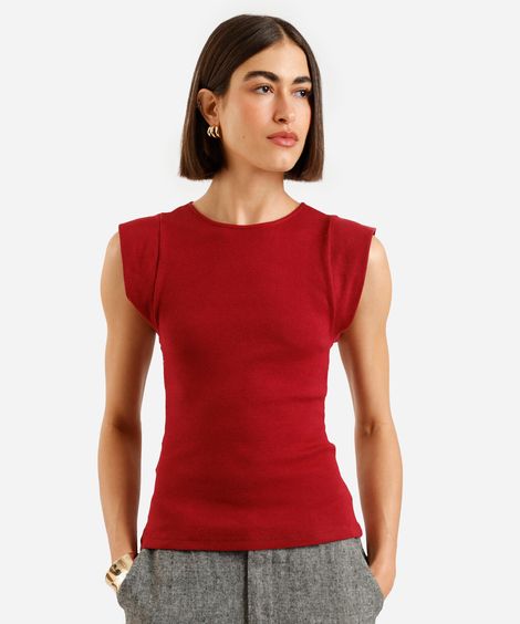 blusa muscle tee de algodão canelada vermelha