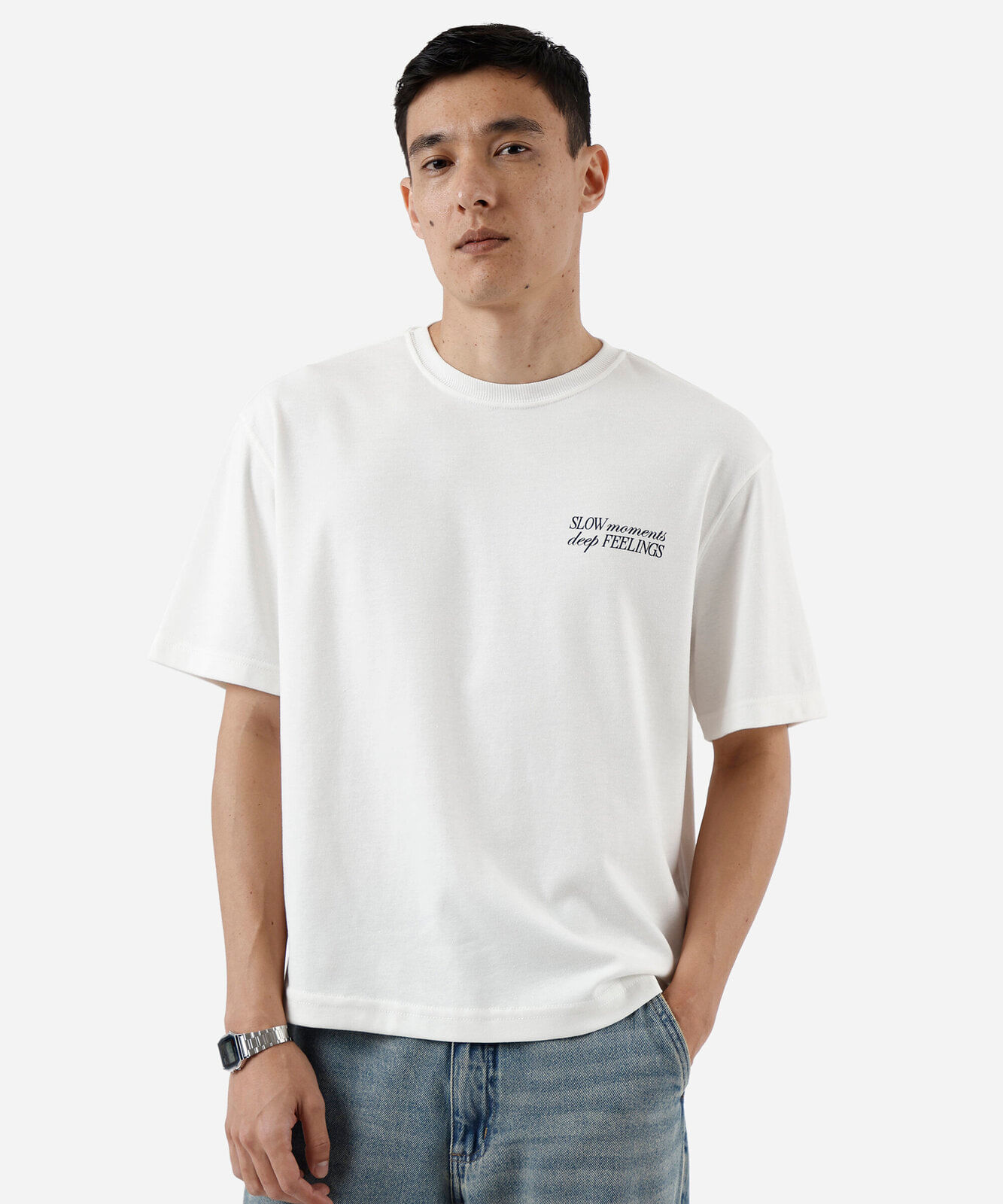 camiseta box masculina manga curta off white