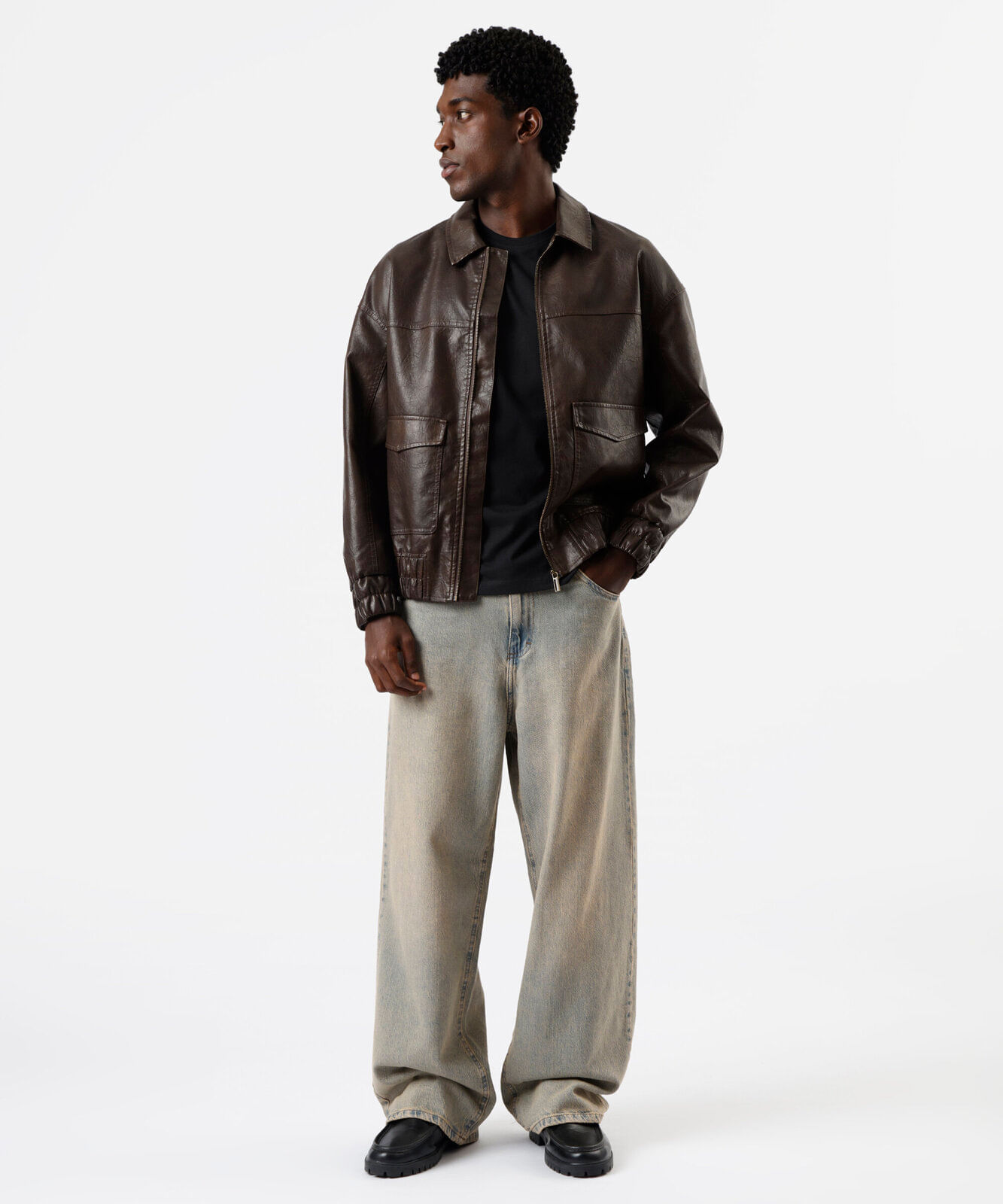 calça jeans masculina super baggy marrom