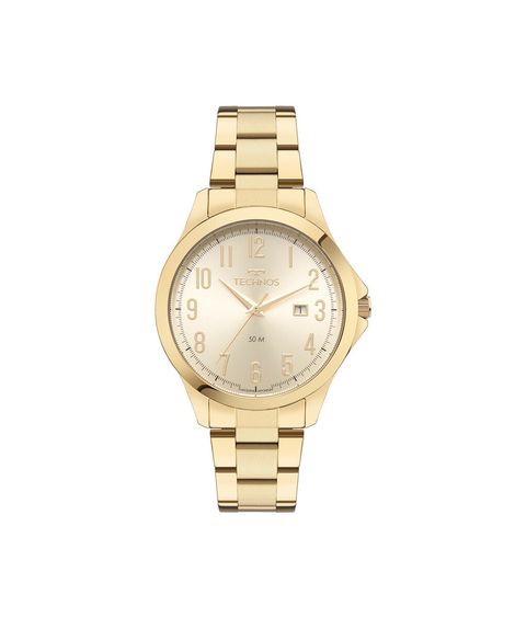 kit relógio masculino technos analógico 2115uax k1x dourado