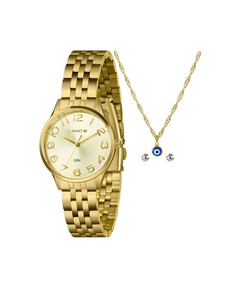 kit relógio feminino lince analógico lrgh008l30 kaflc2kx dourado