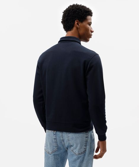 blusão polo masculino de moletom com zíper azul