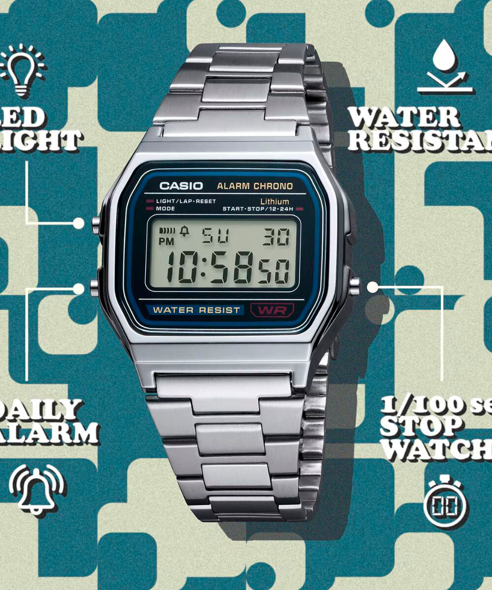 relógio feminino casio digital a158wa 1df sc prateado