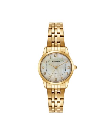 kit relógio feminino mondaine analógico 99919lpmkde1k1 dourado