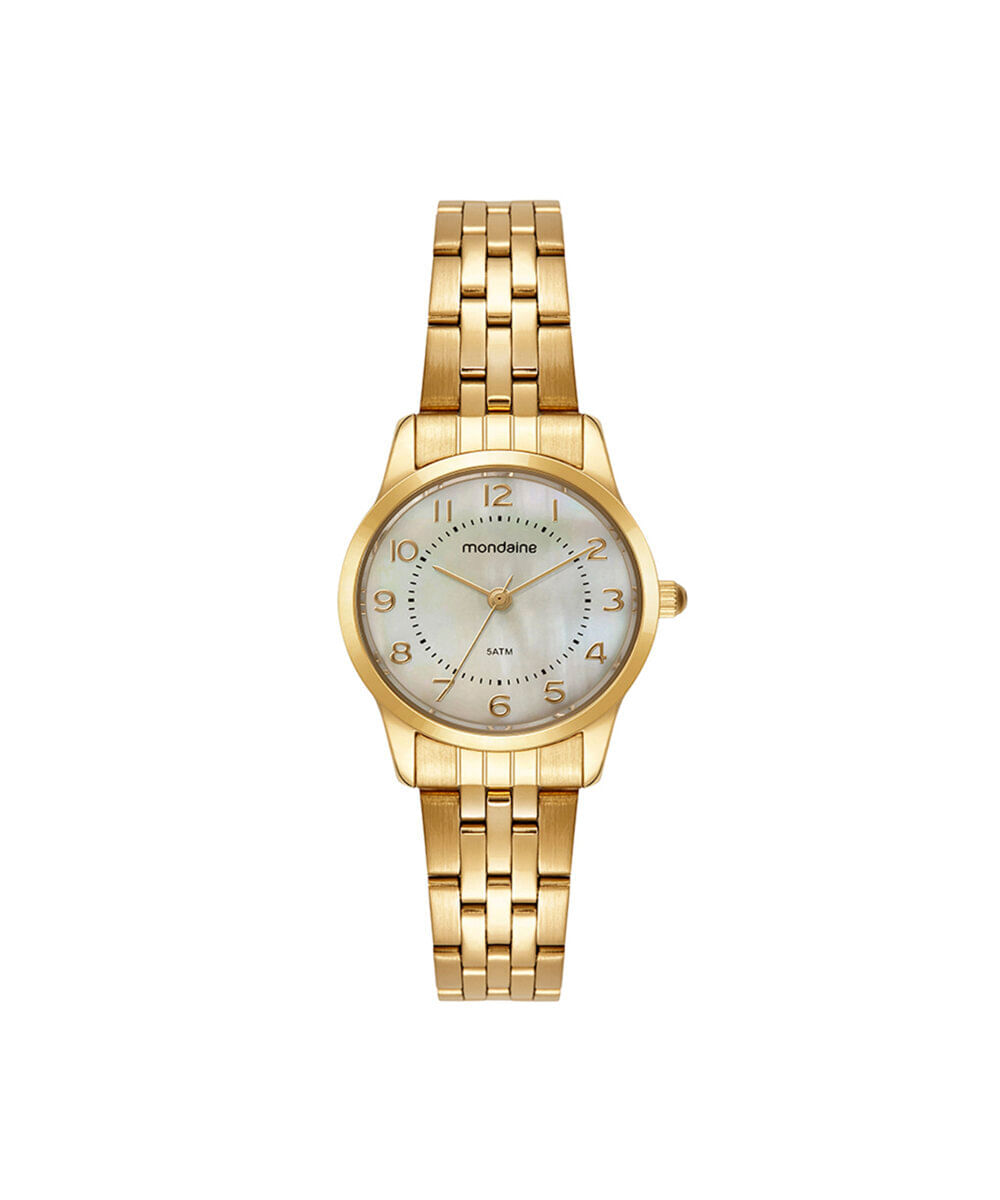 kit relógio feminino mondaine analógico 99919lpmkde1k1 dourado