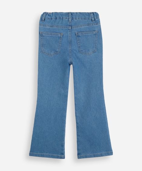 calça flare infantil jeans com bordado miffy azul