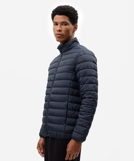 jaqueta puffer esportiva masculina gola alta azul