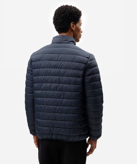 jaqueta puffer esportiva masculina gola alta azul