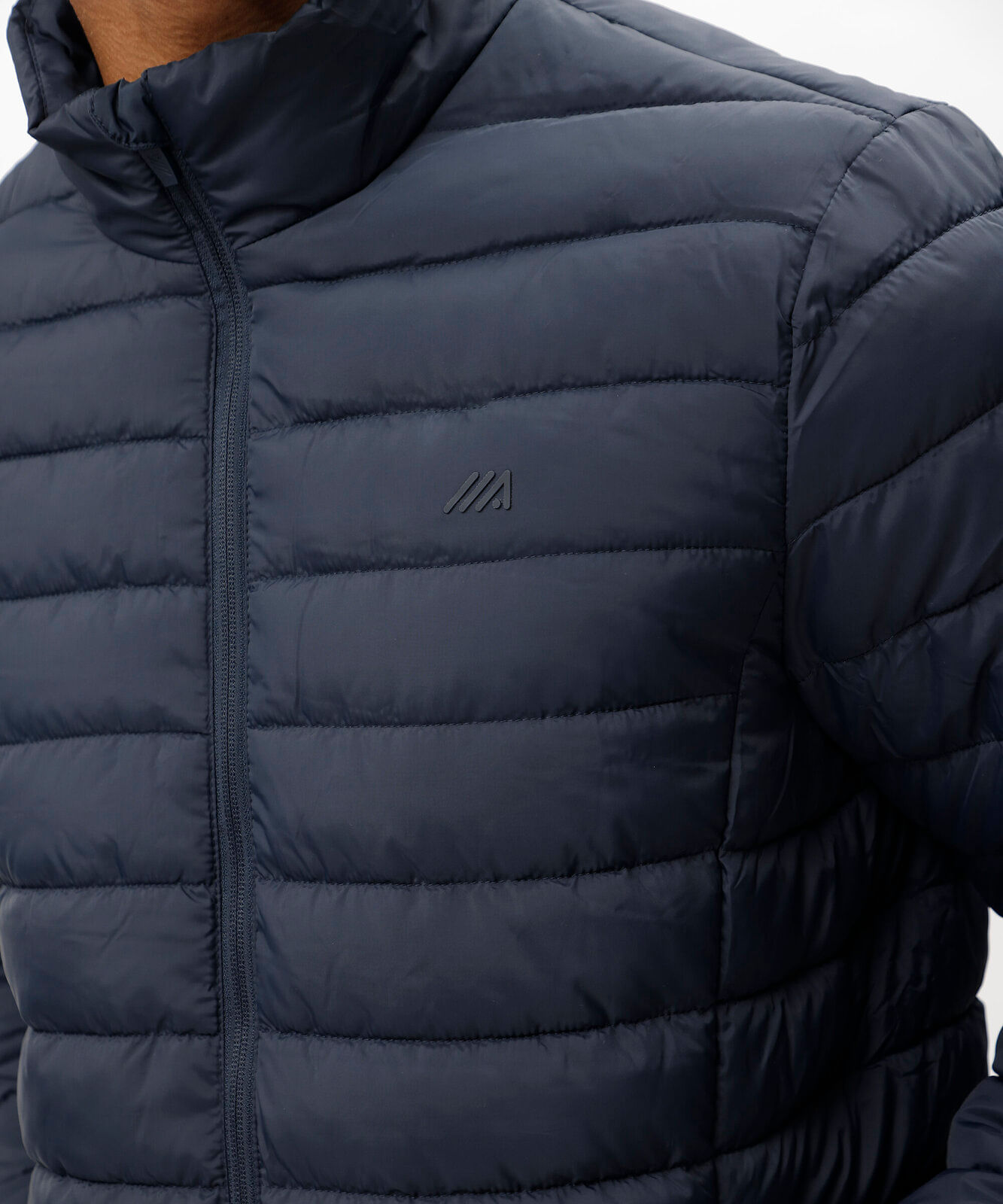 jaqueta puffer esportiva masculina gola alta azul