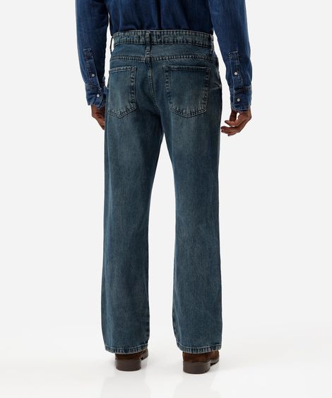 calça reta masculina jeans dirty azul