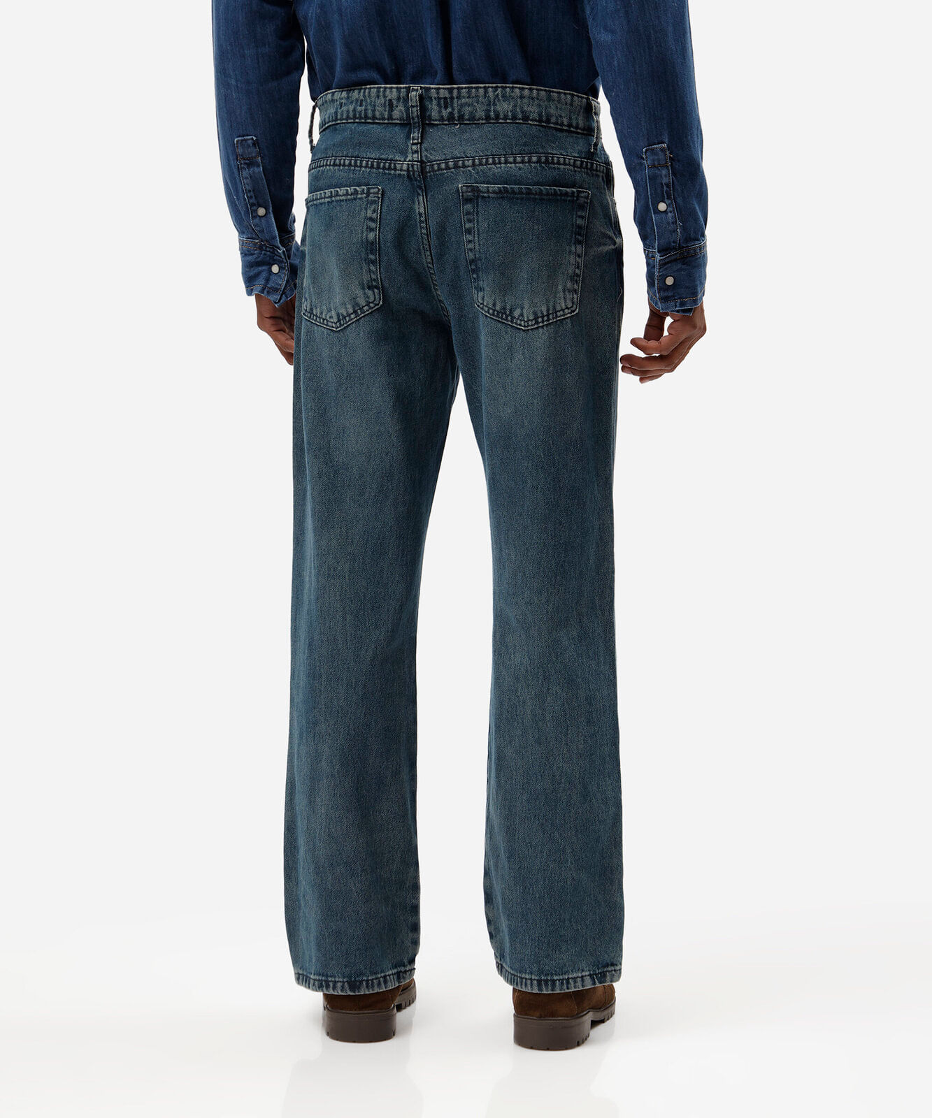 calça reta masculina jeans dirty azul