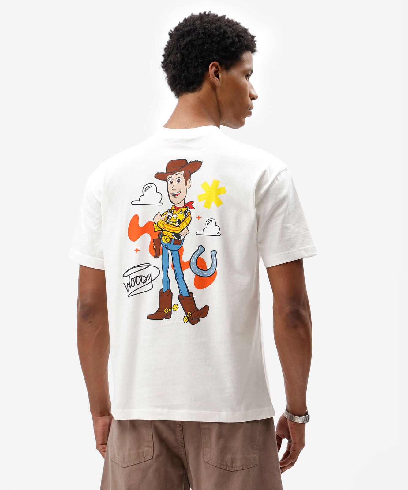 camiseta masculina de algodão manga curta woody toy story off white
