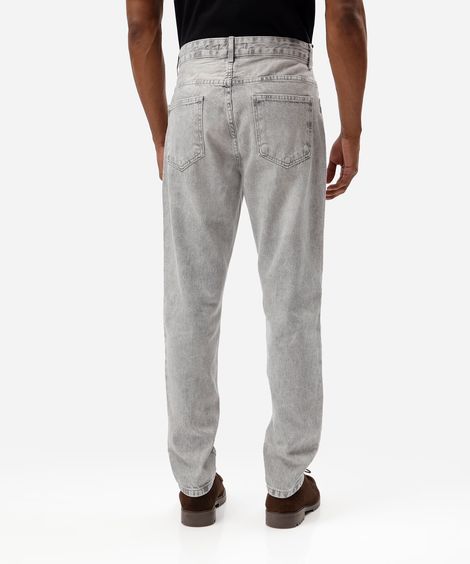 calça reta masculina jeans cinza