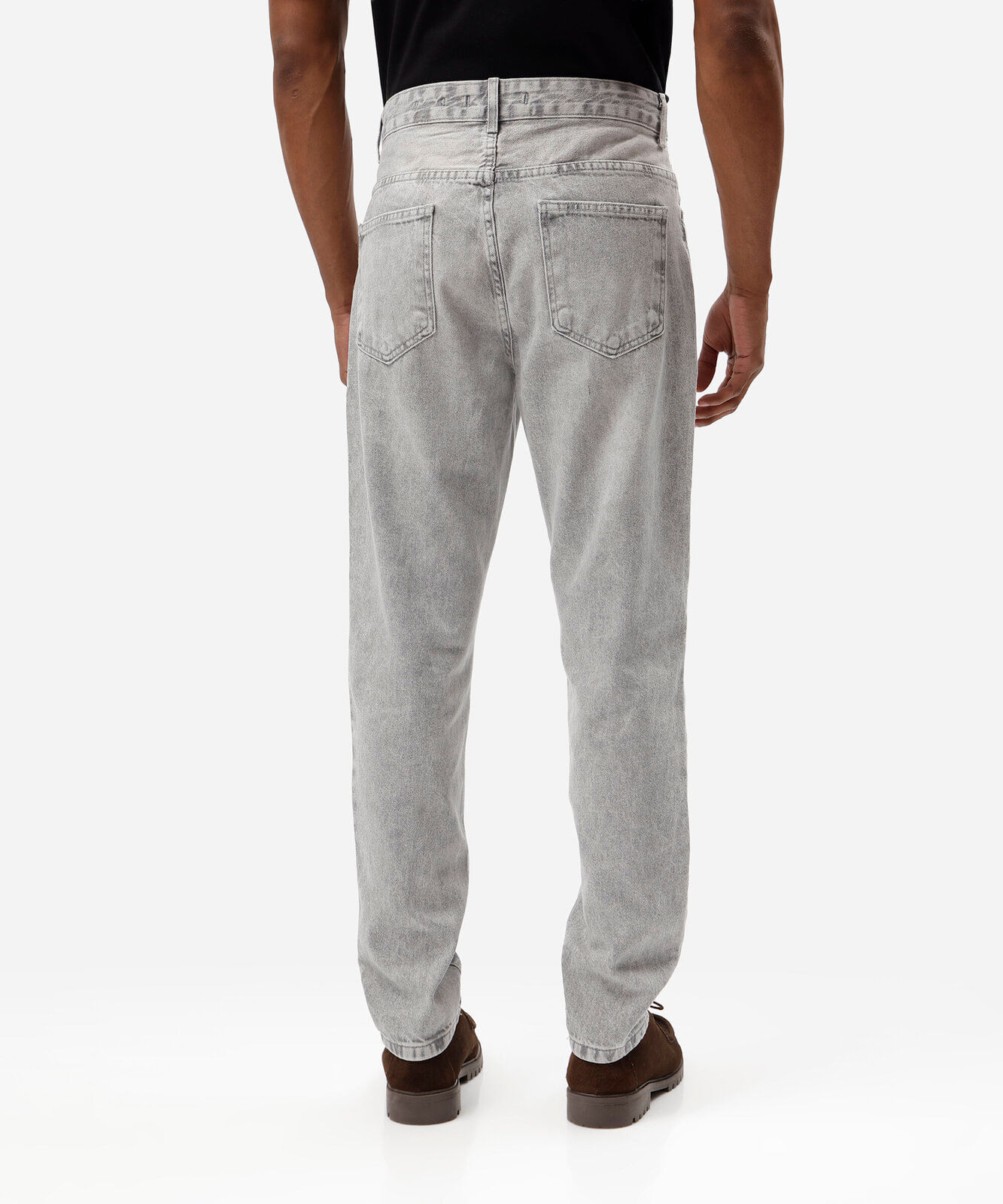calça reta masculina jeans cinza