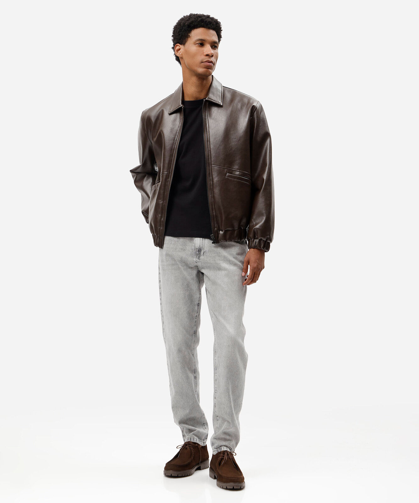 calça reta masculina jeans cinza