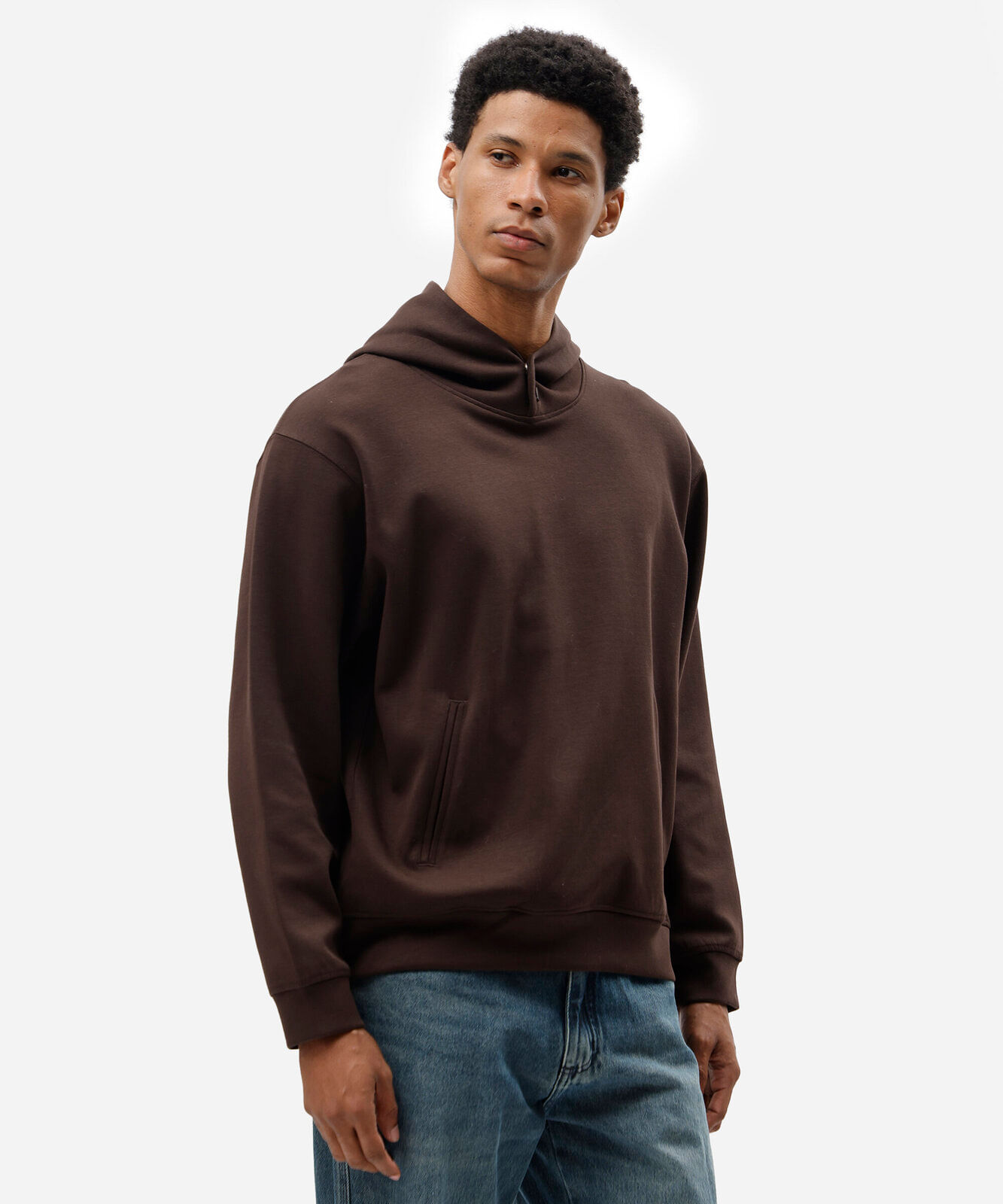 blusão oversized masculino de moletom com capuz marrom