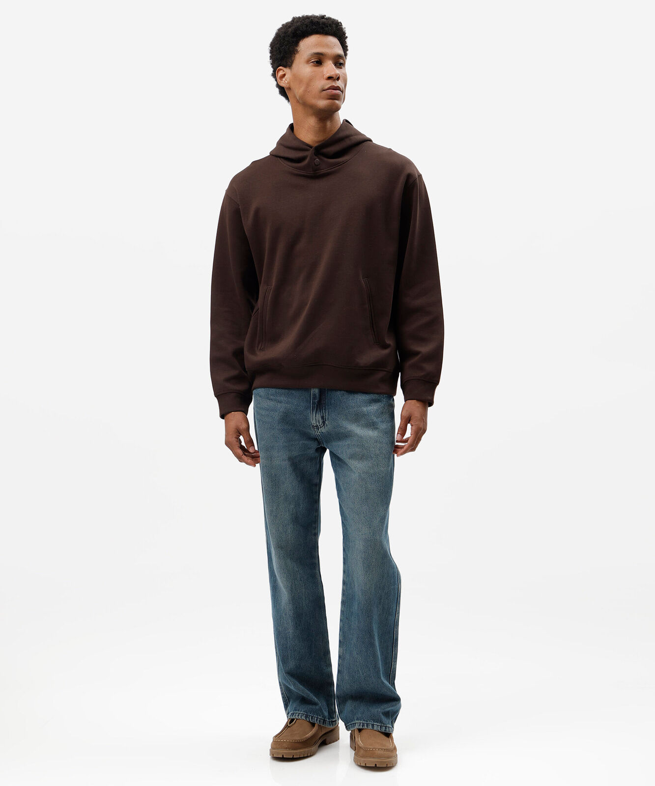 blusão oversized masculino de moletom com capuz marrom