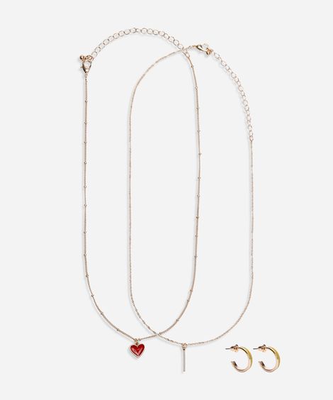 kit de colar e brinco dourado