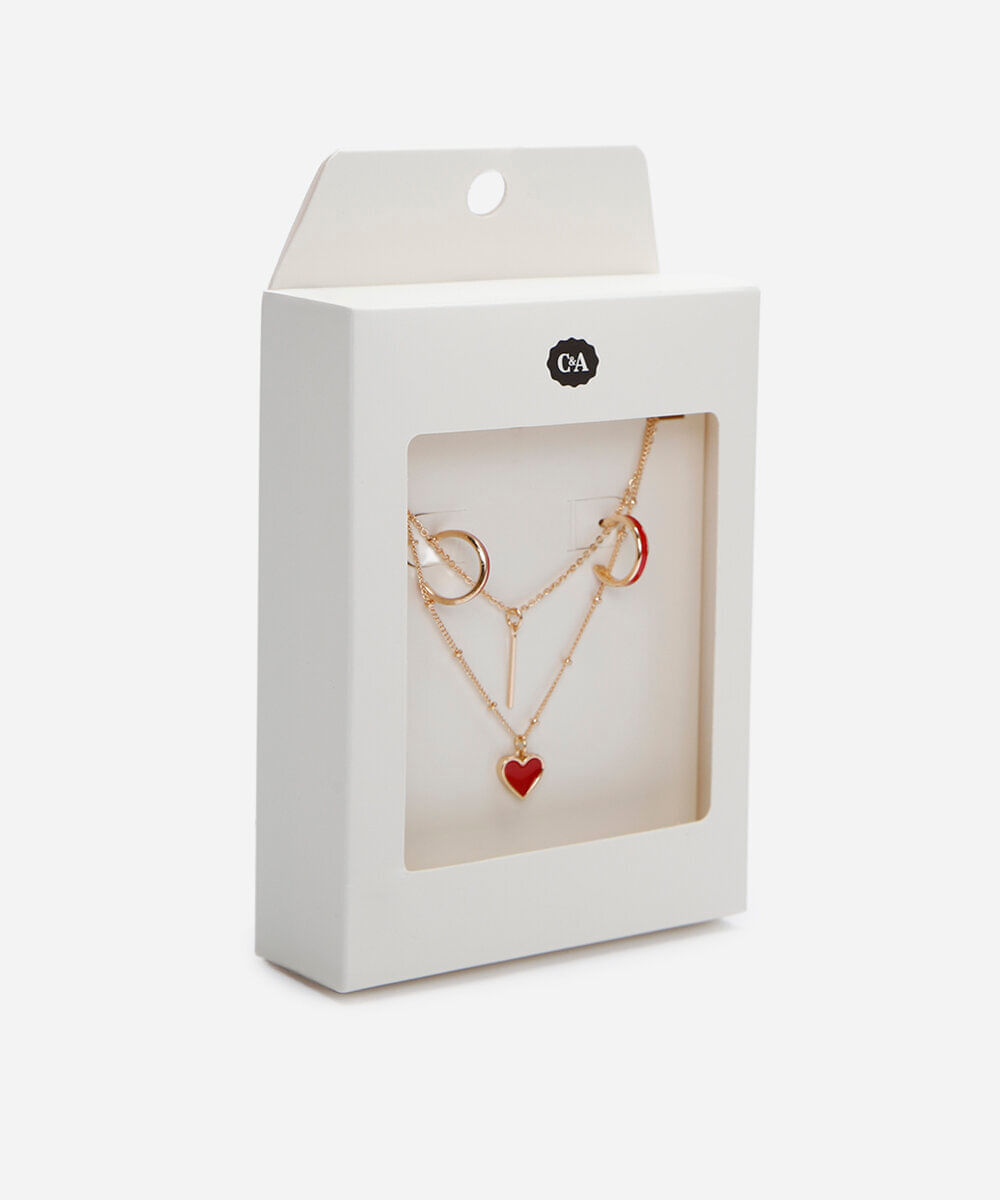 kit de colar e brinco dourado