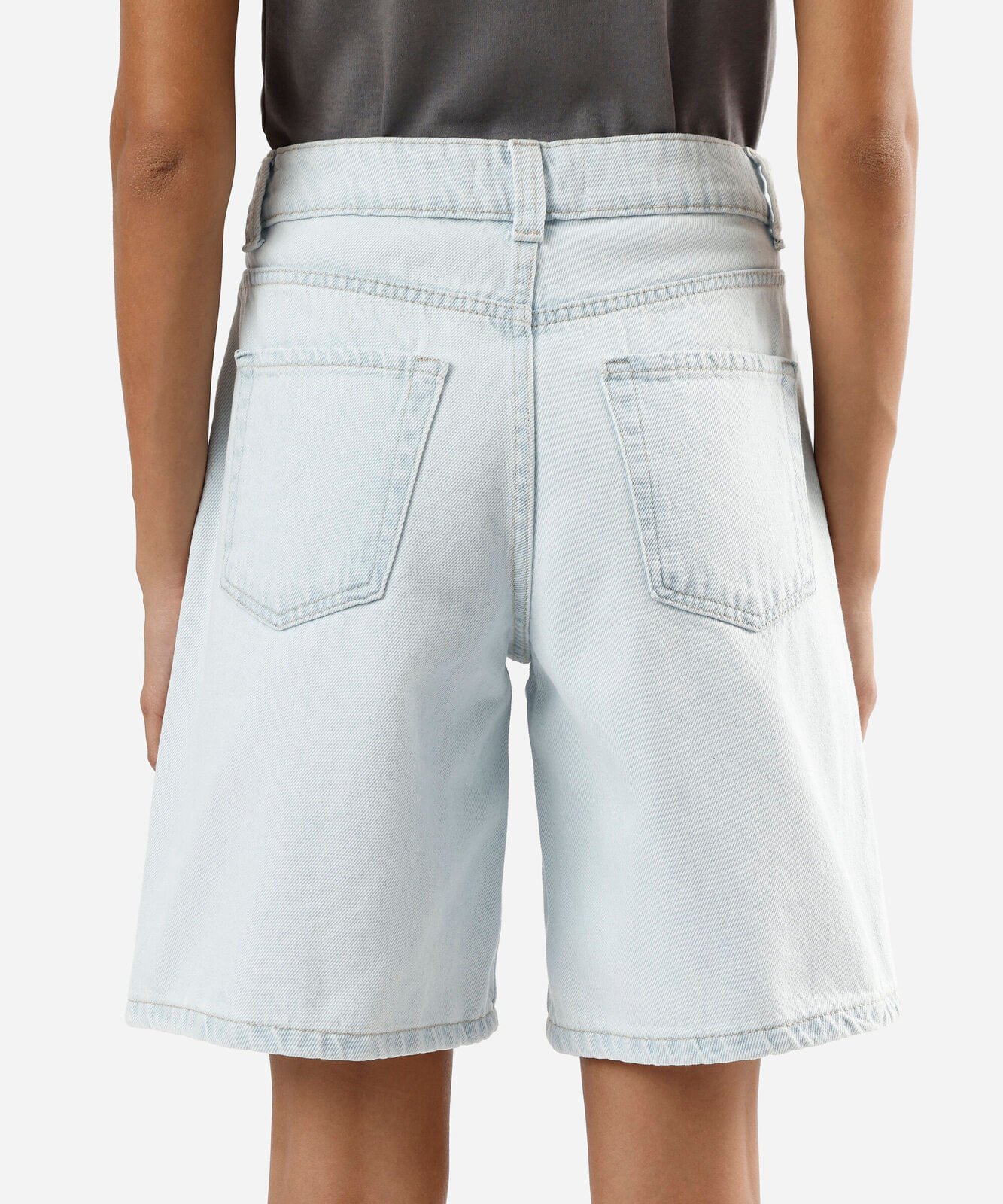 bermuda feminina jeans cintura média azul