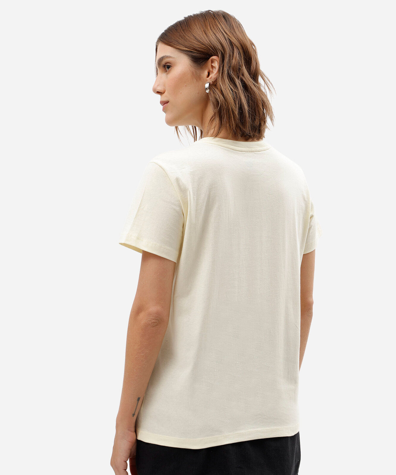 camiseta feminina de algodão manga curta estampada bege