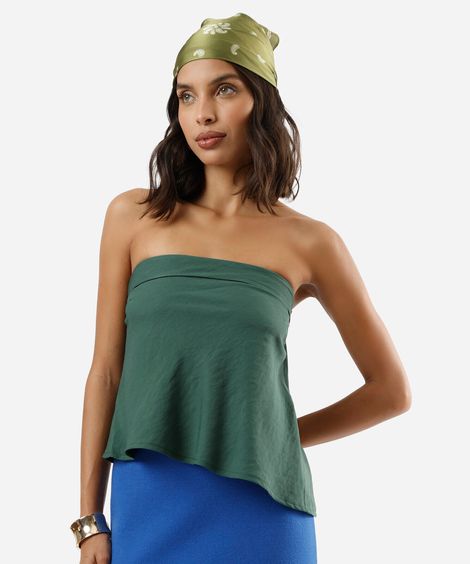 blusa sem alça feminina com viscose assimétrica verde