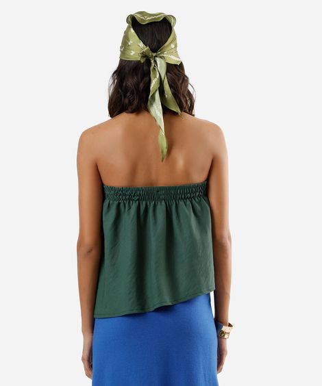 blusa sem alça feminina com viscose assimétrica verde