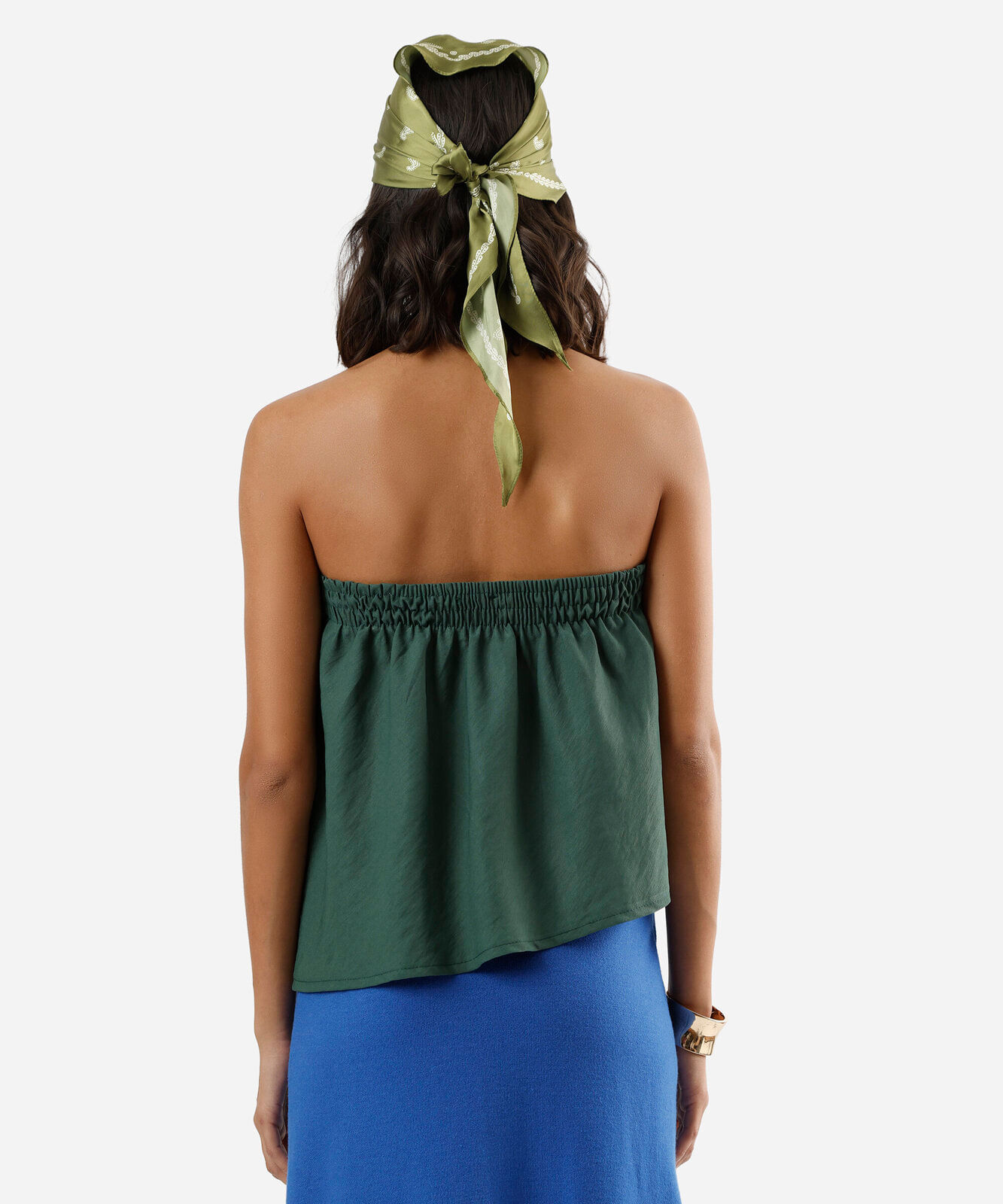 blusa sem alça feminina com viscose assimétrica verde