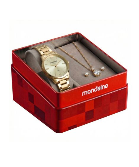 kit relógio feminino mondaine analógico 99910lpmkde1k1 prateado