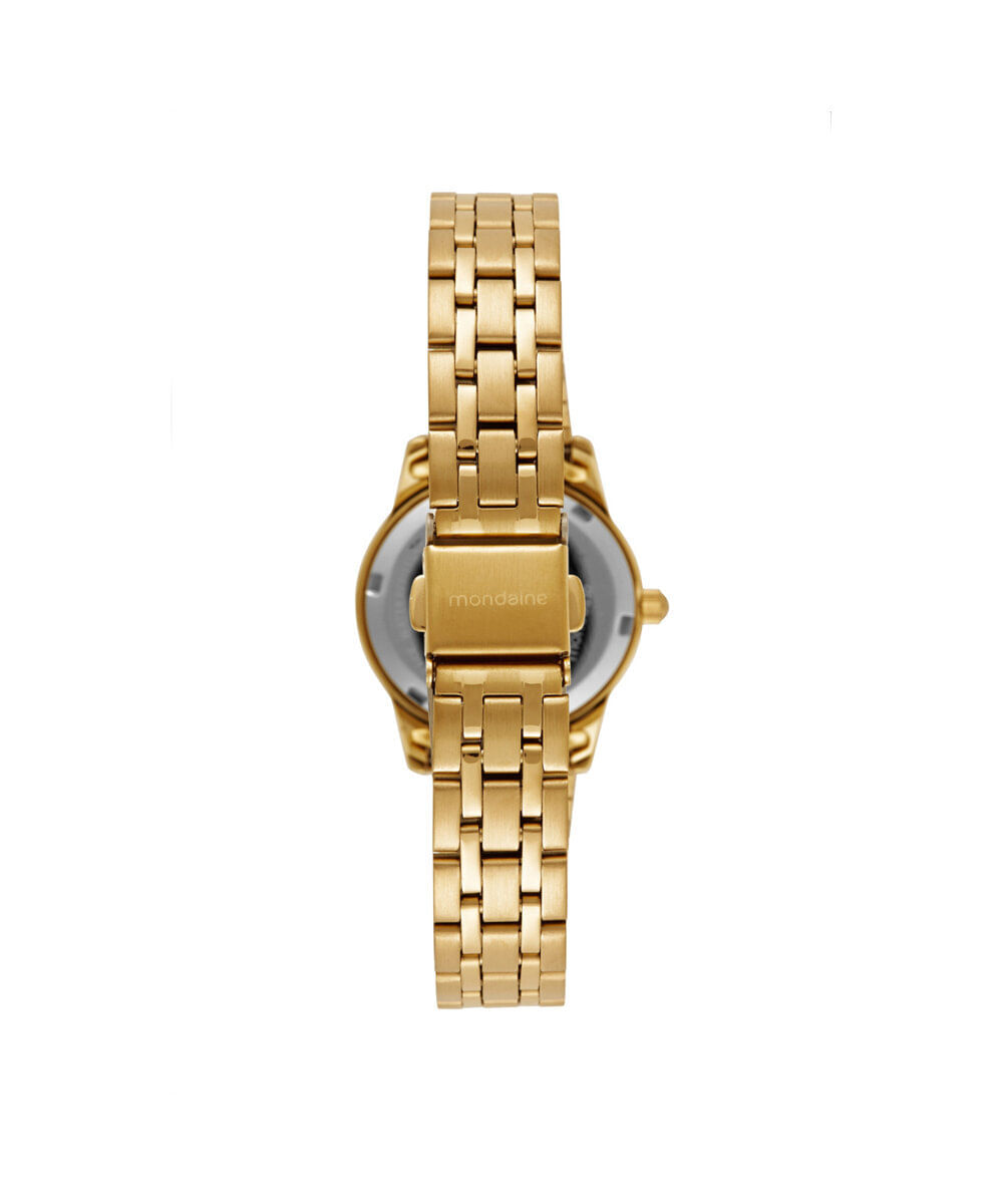 kit relógio feminino mondaine analógico 99913lpmkde1k1 dourado