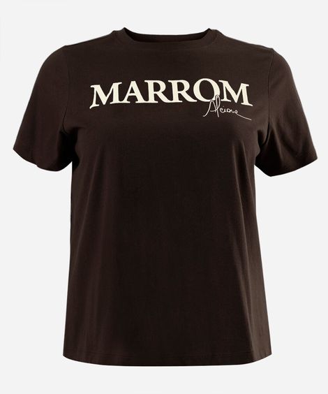 camiseta feminina de algodão manga curta alcione plus size marrom