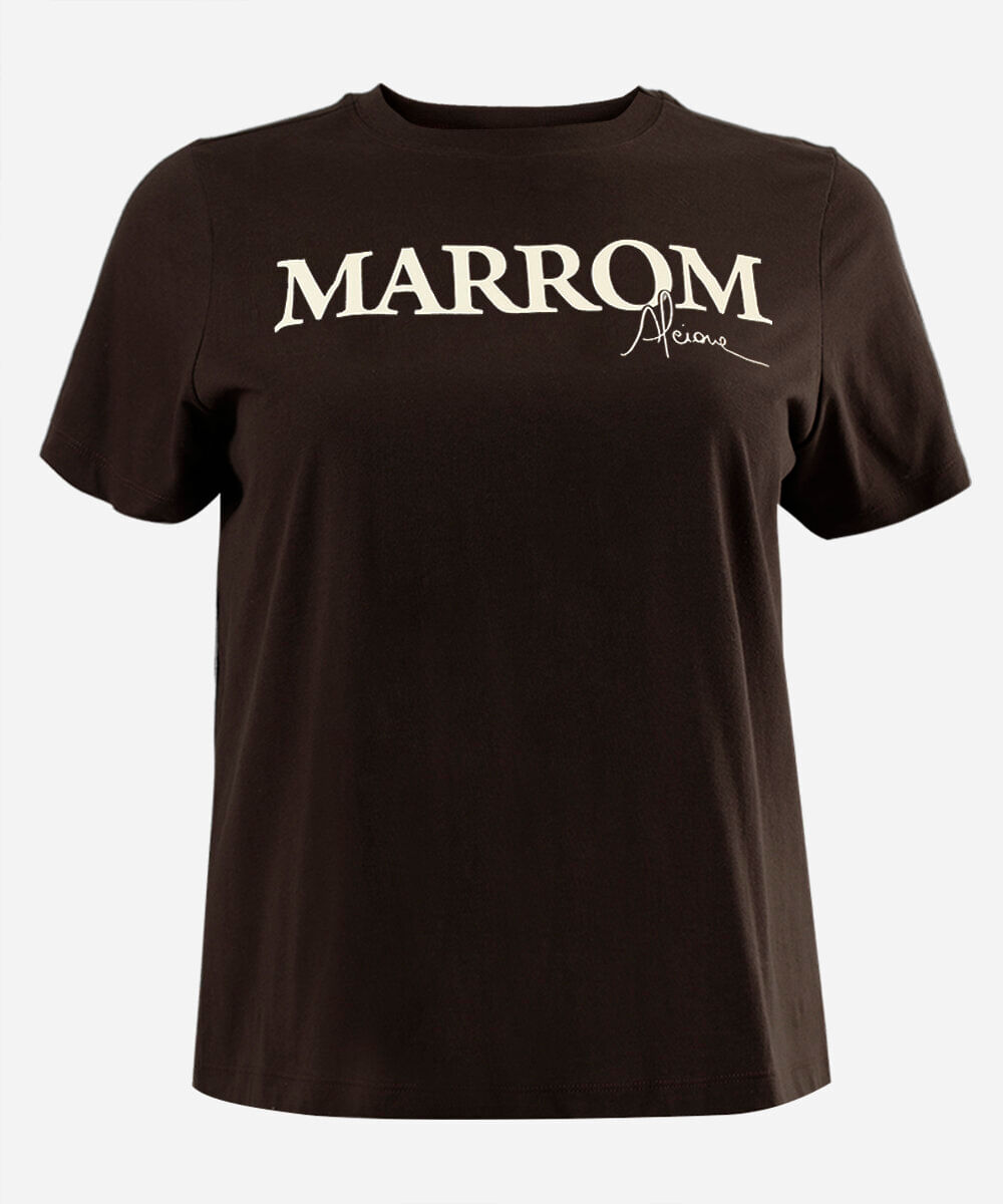 camiseta feminina de algodão manga curta alcione plus size marrom