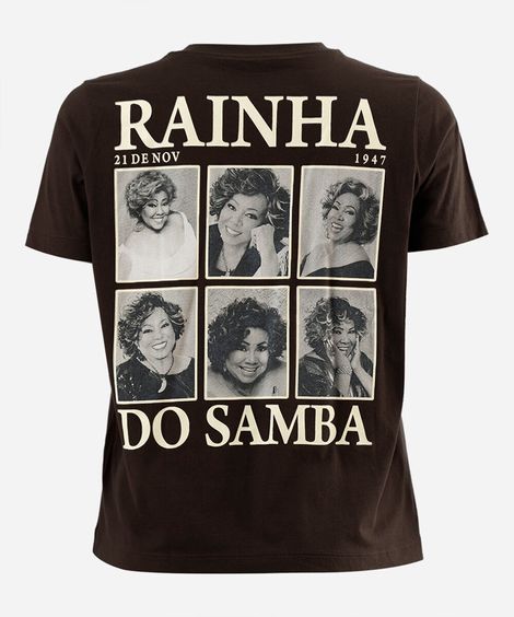 camiseta feminina de algodão manga curta alcione plus size marrom