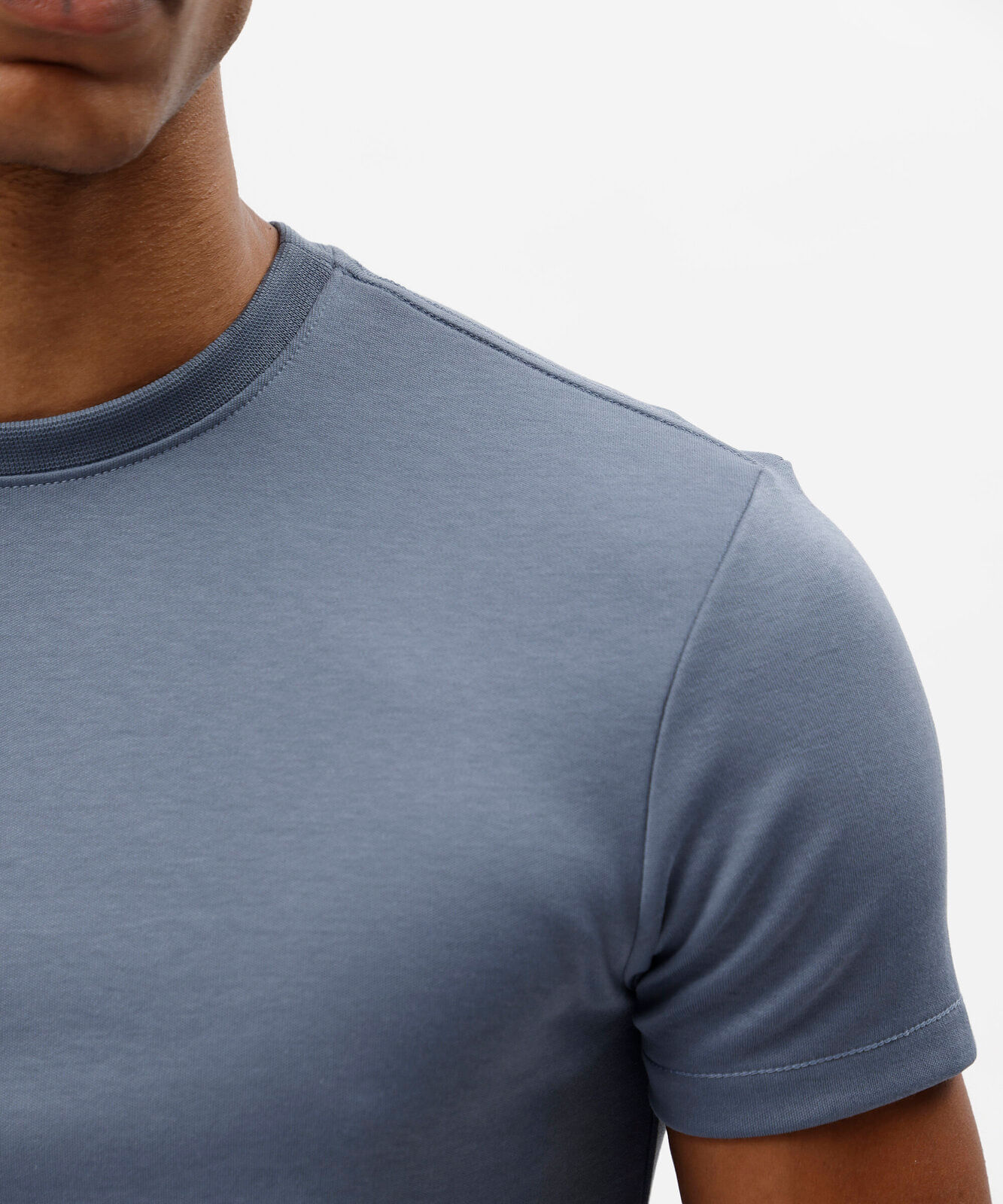 camiseta masculina de algodão peruano slim fit azul