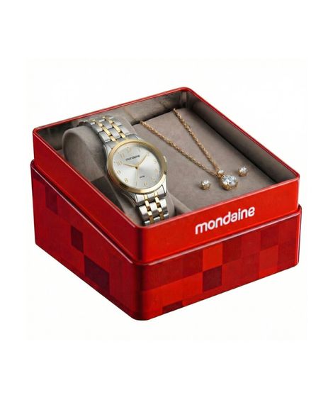 kit relógio feminino mondaine analógico 99913lpmkbe3k1 prateado