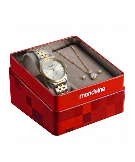 kit relógio feminino mondaine analógico 99916lpmkbe3k1 prateado