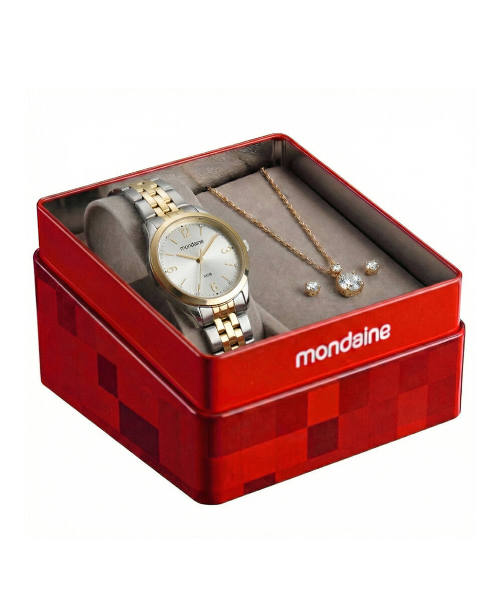 kit relógio feminino mondaine analógico 99916lpmkbe3k1 prateado