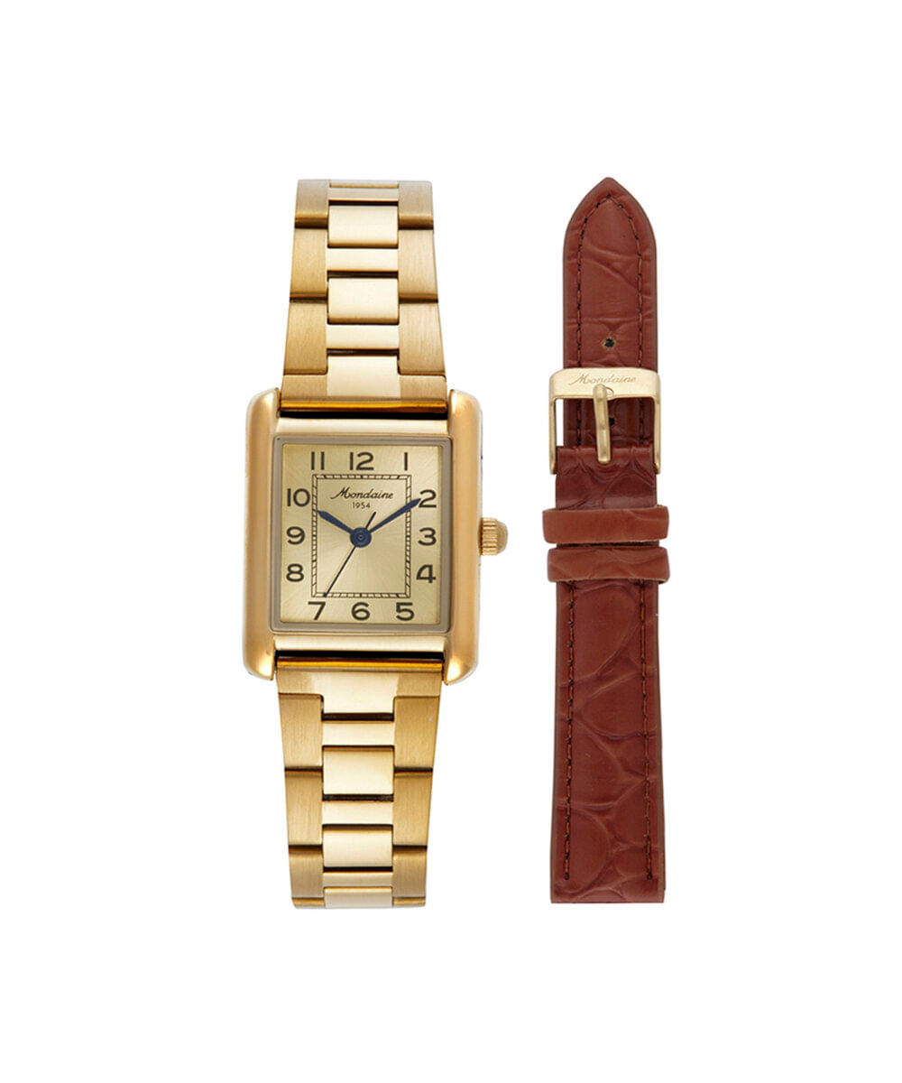 kit relógio feminino mondaine analógico 32821lpmkde1 dourado