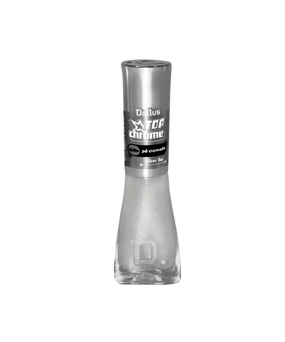 esmalte dailus top chrome efeito pó cromado silver top