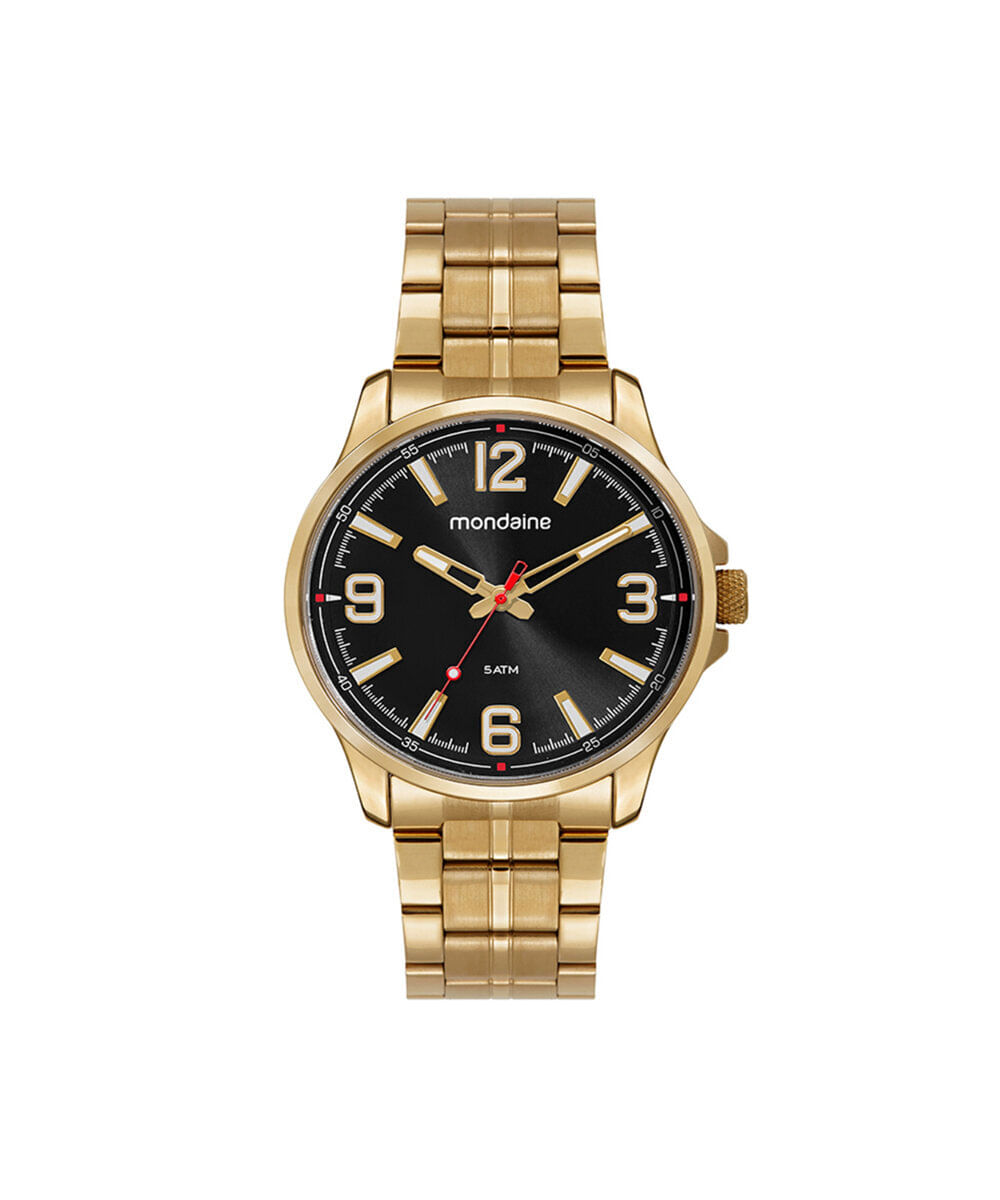 kit relógio masculino mondaine analógico 33037gpmvde2ka dourado