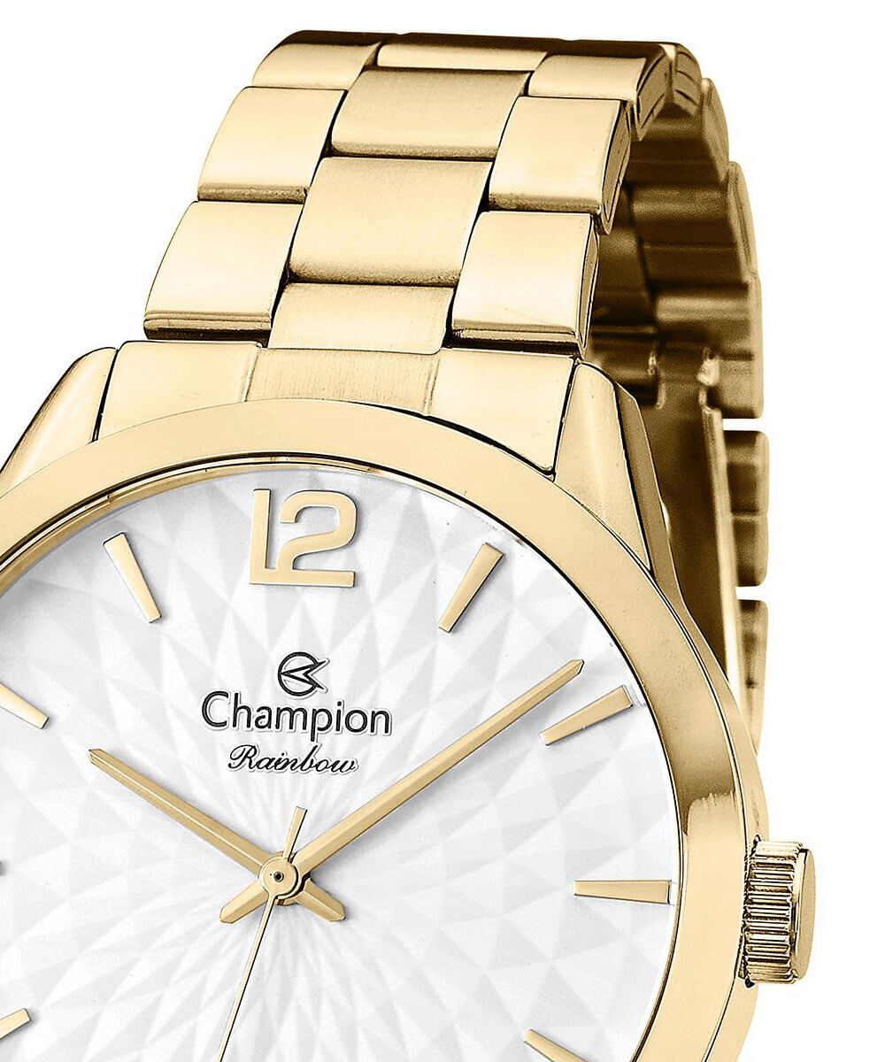kit relógio feminino champion analógico cn24708w dourado