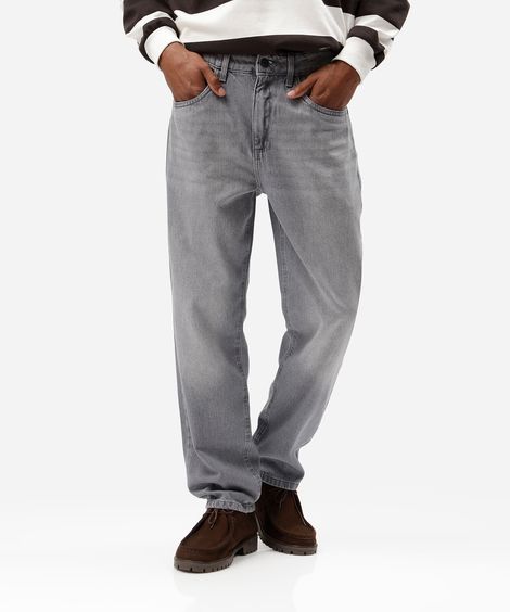 calça reta masculina jeans cinza