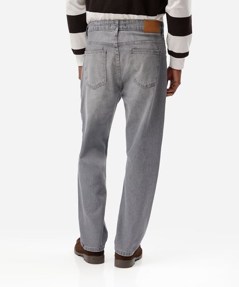 calça reta masculina jeans cinza