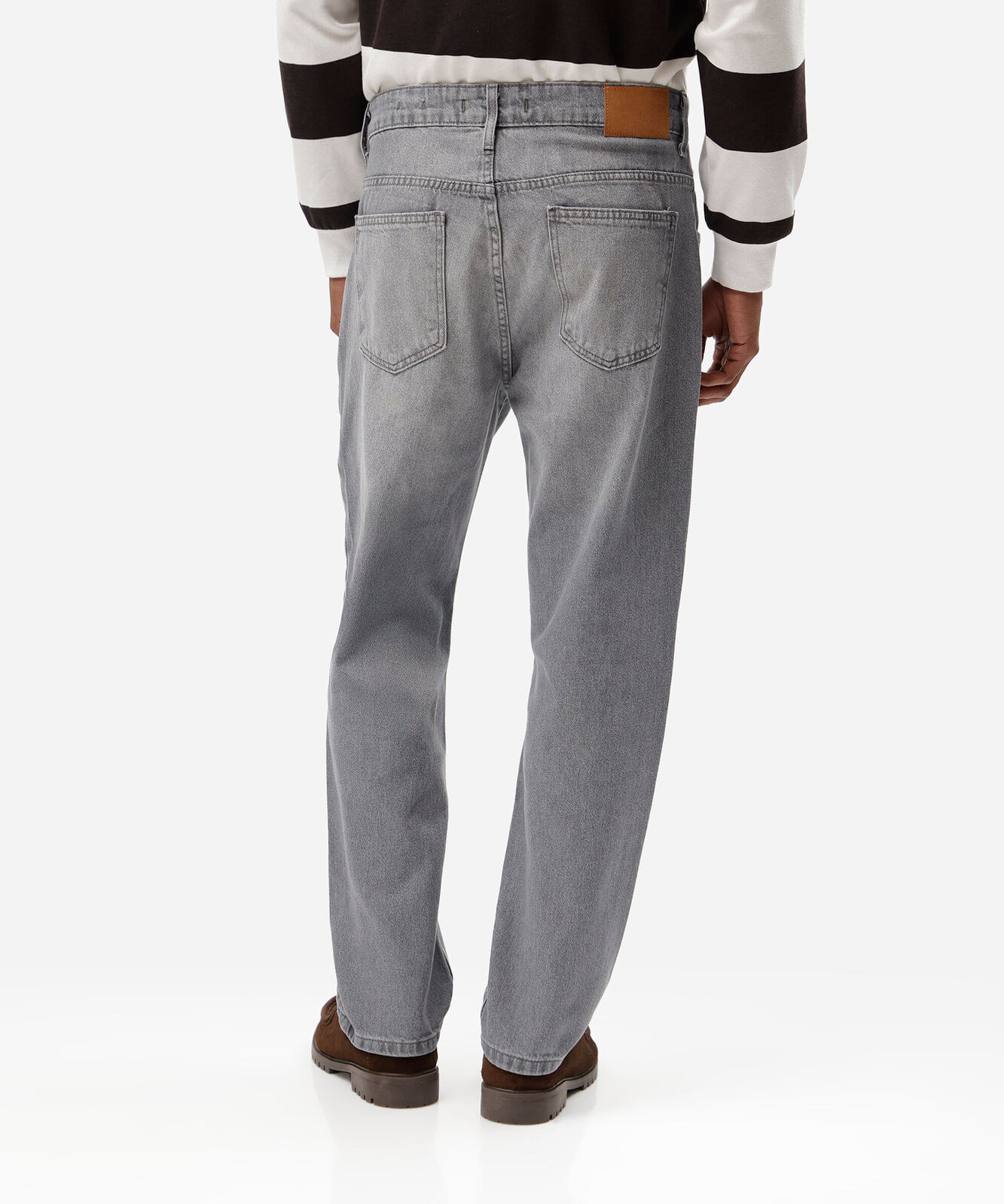 calça reta masculina jeans cinza
